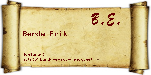 Berda Erik névjegykártya